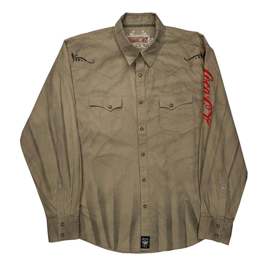 Rock 47 Coca-Cola Graphic Shirt - XL Khaki Cotton