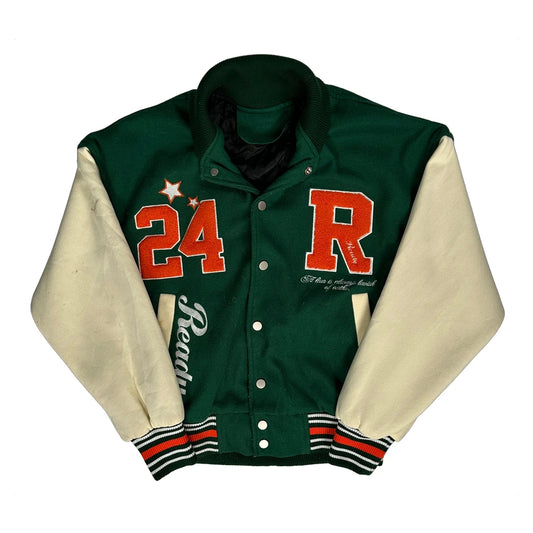 Ready Unbranded Graphic Varsity Jacket - Medium Green Polyester