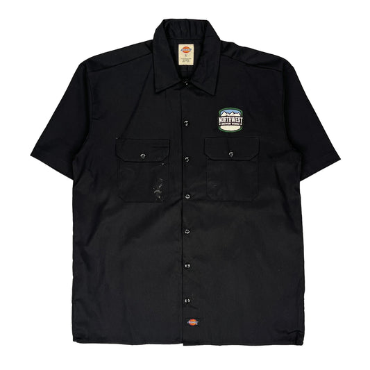 Dickies Short Sleeve Shirt - Large Black Polyester Blend