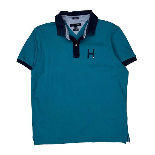 Tommy Hilfiger Slim Fit Polo Shirt - Large Blue Cotton Blend