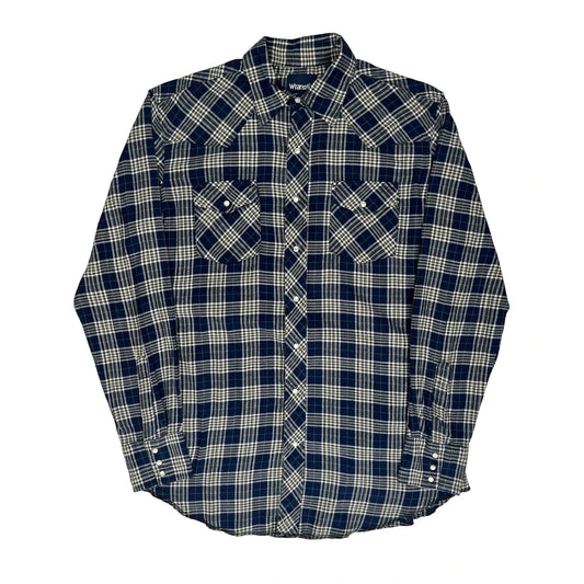 Wrangler Checked Flannel Shirt - Large Navy Cotton