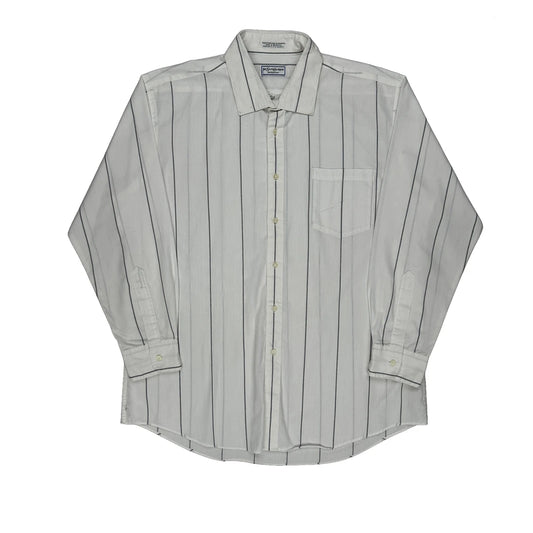 Yves Saint Laurent Striped Shirt - Large White Cotton Blend