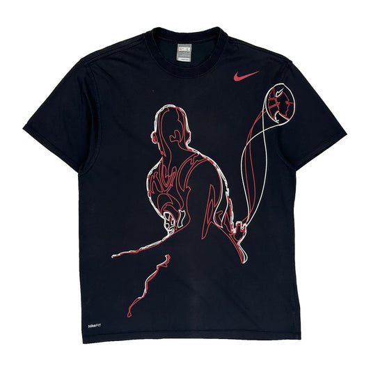 Basketball Player Silhouette Nike Graphic T-Shirt - Large Black Cotton