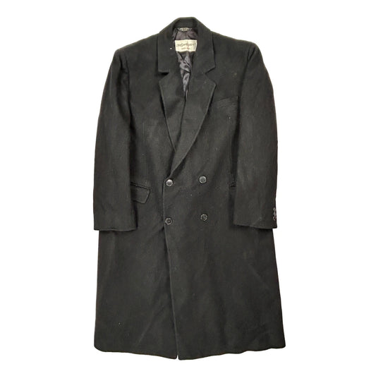 Made In USA Yves Saint Laurent Double Breasted Overcoat - Large Black Wool