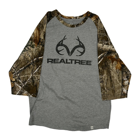 Realtree Camo Long Sleeve T-Shirt - Large Khaki Cotton
