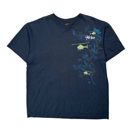 Quiksilver Graphic T-Shirt - XL Navy Cotton