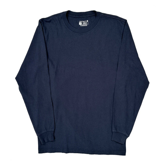 Carhartt Long Sleeve T-Shirt - Small Navy Cotton
