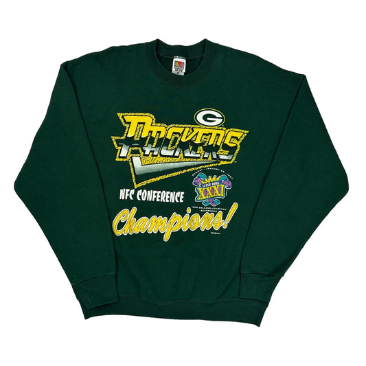 Vintage Green Bay Packers Fruit Of The Loom Made In USA Graphic Sweatshirt - XL Green Cotton Blend