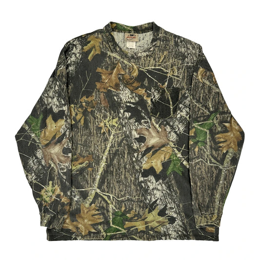 Mossy Oak Camo Long Sleeve T-Shirt - 3XL Khaki Cotton