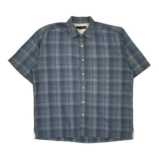 Tommy Hilfiger Checked Short Sleeve Shirt - Large Blue Cotton