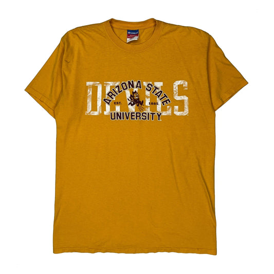 Arizona State University Champion College T-Shirt - Large Yellow Cotton