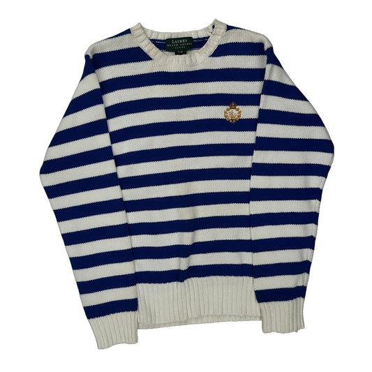 Ralph Lauren Striped Jumper - XS Blue Cotton