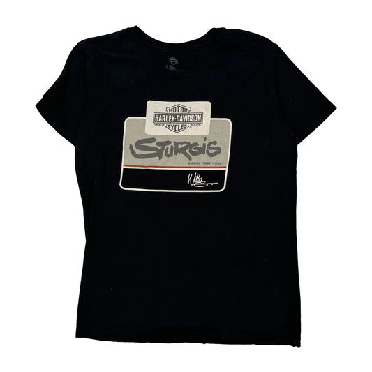 Harley Davidson Graphic T-Shirt - Large Black Cotton