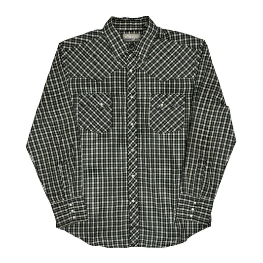 Wrangler Checked Flannel Shirt - Medium Black & White Cotton