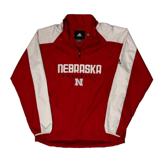 Vintage Nebraska Adidas Windbreaker - Medium Red Polyester