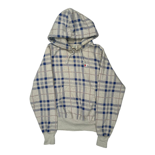 Reverse Weave Champion Checked Hoodie - Small Multicoloured Cotton