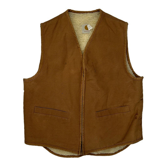 Made In USA 1970S Carhartt Gilet - Large Brown Cotton