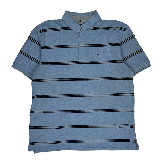 Tommy Hilfiger Striped Polo Shirt - XL Blue Cotton