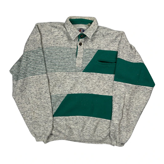 Greenline Sport Striped Sweatshirt - Medium Grey Cotton