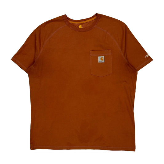 Carhartt T-Shirt - Large Orange Cotton