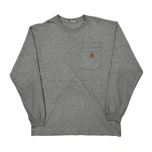 Carhartt Long Sleeve T-Shirt - Large Grey Cotton