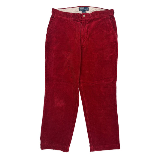 Polo By Ralph Lauren Cord Trousers - 34″ Waist Red Cotton
