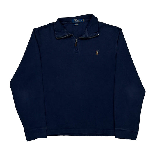 Polo By Ralph Lauren 1/4 Zip - Medium Navy Cotton
