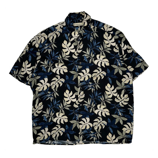 Munsingwear Floral Hawaiian Shirt - Large Black Viscose