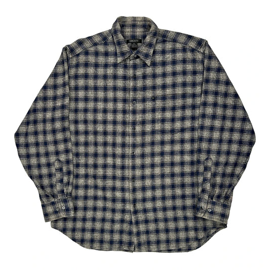 Dkny Checked Flannel Shirt - XL Grey Cotton