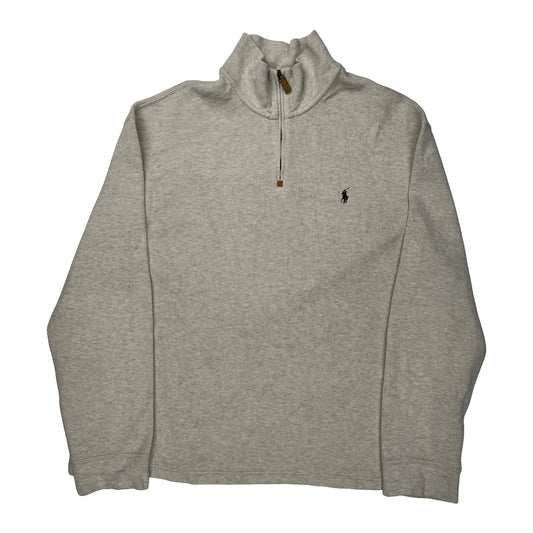 Ralph Lauren 1/4 Zip - 2XL Grey Cotton