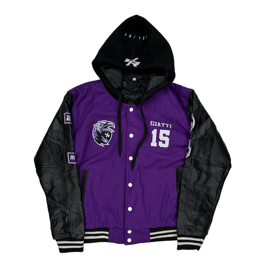 Ravens Unbranded Graphic Varsity Jacket - Large Black Leather