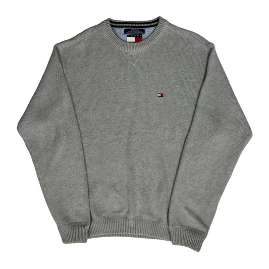 Vintage Tommy Hilfiger Jumper - Large Grey Cotton