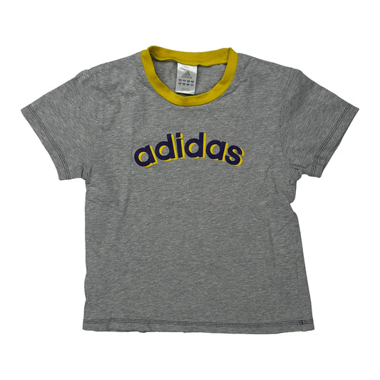 Age 10 Adidas Spellout T-Shirt - Medium Yellow Cotton