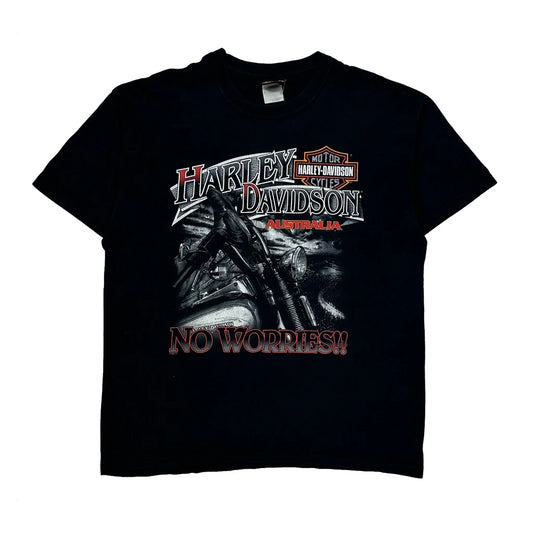 Sydney Australia Harley Davidson Graphic T-Shirt - Large Black Cotton