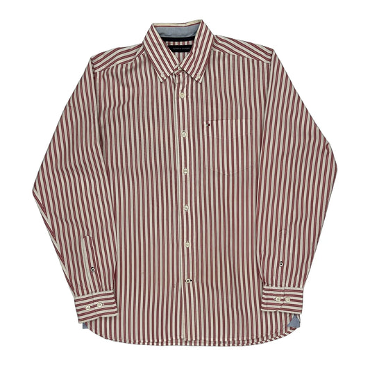 Tommy Hilfiger Striped Shirt - Large Red Cotton