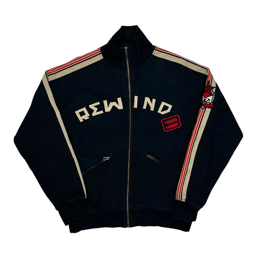 Rewind Spellout Track Jacket - Medium Navy Cotton