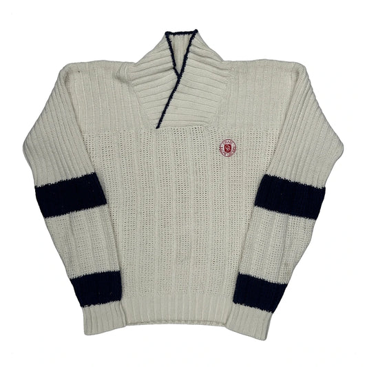 Chunky Knit Chaps Ralph Lauren Striped Jumper - Medium Cream Linen Blend