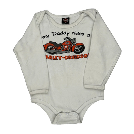 Age 24 Months Harley Davidson Graphic Playsuit - 3XS White Cotton