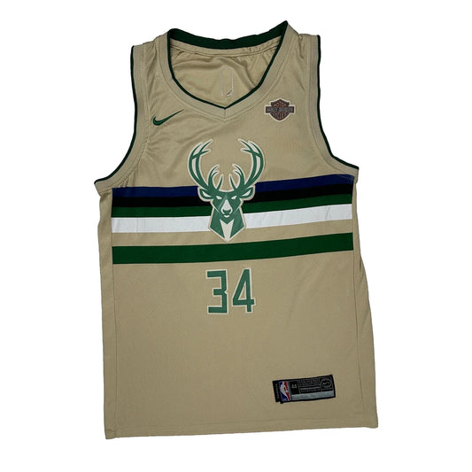 Vintage Milwaukee Bucks Nike Nba Jersey - Small Beige Polyester