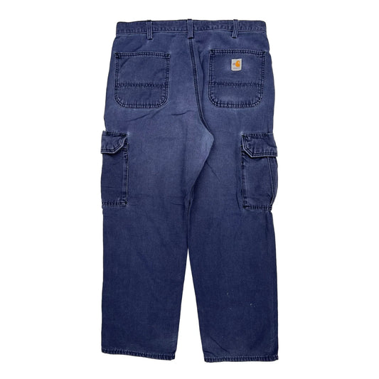 Carhartt Cargo Cargo Trousers - 36W 30L Blue Cotton