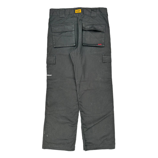 Cat Double Knee Cargo Trousers - 34W 32L Black Cotton