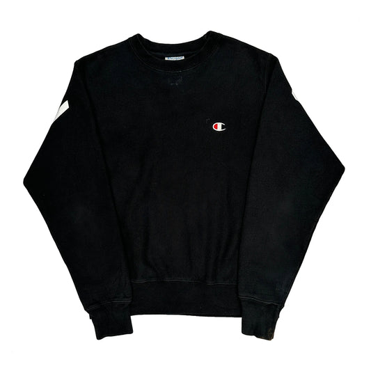 Reverse Weave Champion Spellout Sweatshirt - Small Black Cotton Blend