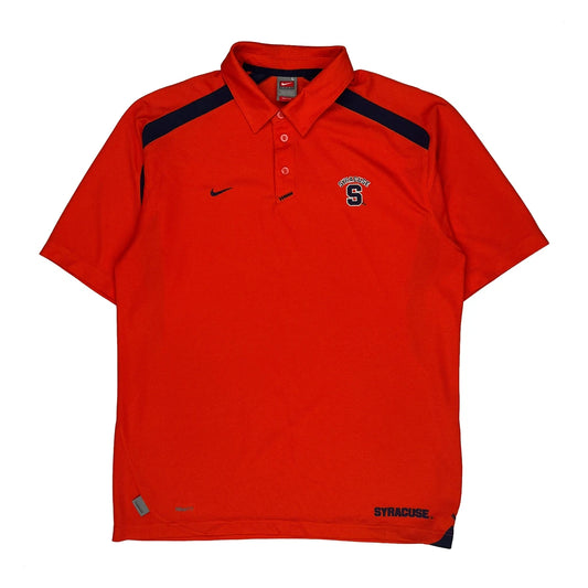 Vintage Syracuse Nike College Polo Shirt - Large Orange Polyester