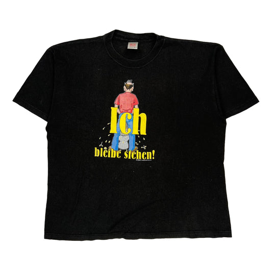 Ich Bleibe Stehen! Hanes Graphic T-Shirt - XL Black Cotton