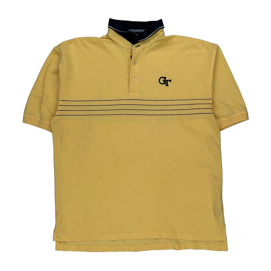 Tommy Hilfiger Striped Polo Shirt - Large Yellow Cotton
