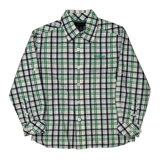 Age 4 Tommy Hilfiger Checked Shirt - Small Blue Cotton
