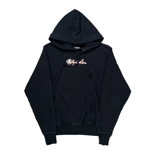 Vintage Reverse Weave Champion Hoodie - Small Black Cotton
