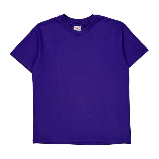 Blank Hanes Single Stitch T-Shirt - Large Purple Cotton Blend