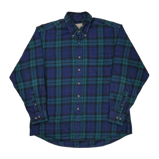 Woolrich Checked Flannel Shirt - Large Blue Cotton