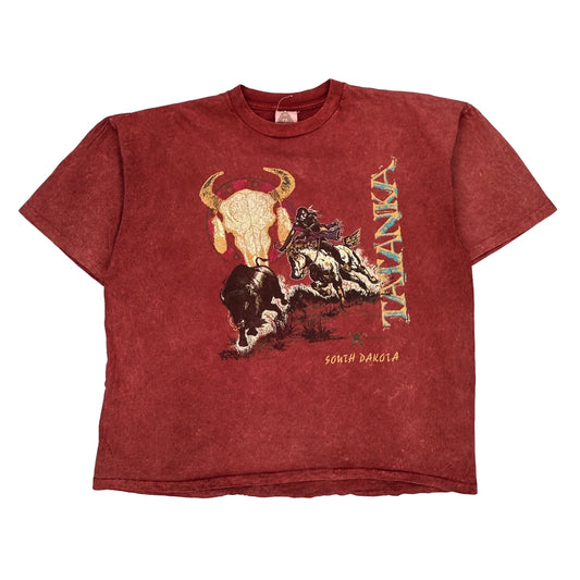 South Dakota Hypercolor Single Stitch T-Shirt - Large Red Cotton